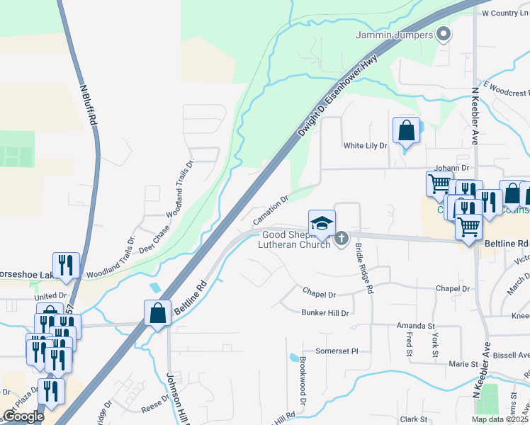 map of restaurants, bars, coffee shops, grocery stores, and more near 26 Carnation Drive in Collinsville