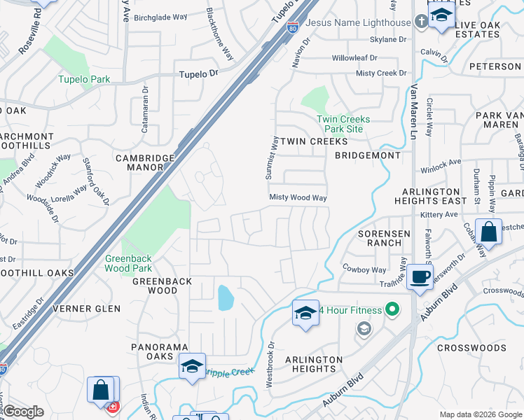 map of restaurants, bars, coffee shops, grocery stores, and more near 7018 Daisy Lane in Citrus Heights
