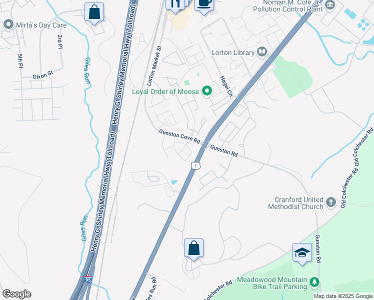 map of restaurants, bars, coffee shops, grocery stores, and more near 7998 Almeda Court in Lorton