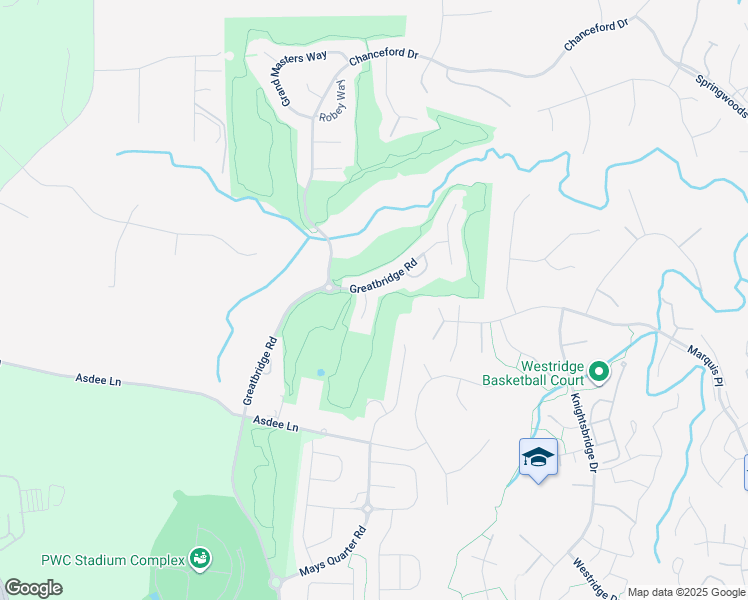 map of restaurants, bars, coffee shops, grocery stores, and more near 4505 Mosser Mill Ct in Woodbridge