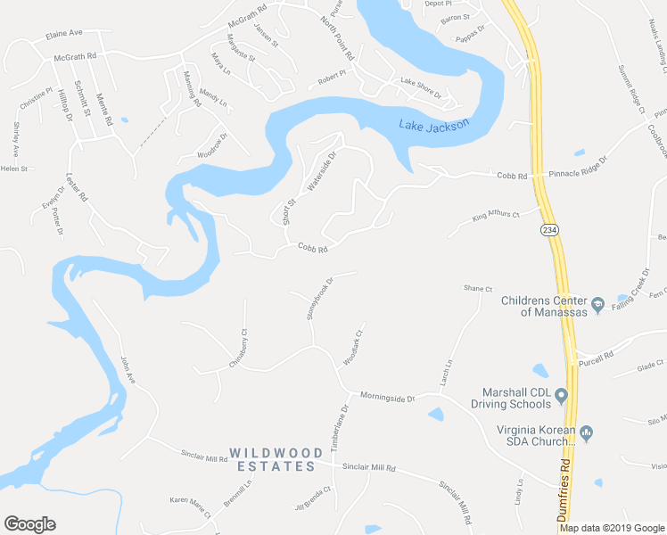 map of restaurants, bars, coffee shops, grocery stores, and more near 12204 Stoneybrook Dr in Manassas