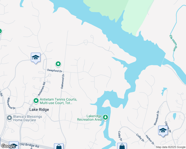 map of restaurants, bars, coffee shops, grocery stores, and more near 2600 Deepford Drive in Woodbridge