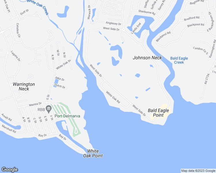 map of restaurants, bars, coffee shops, grocery stores, and more near 105 West Side Drive in Rehoboth Beach