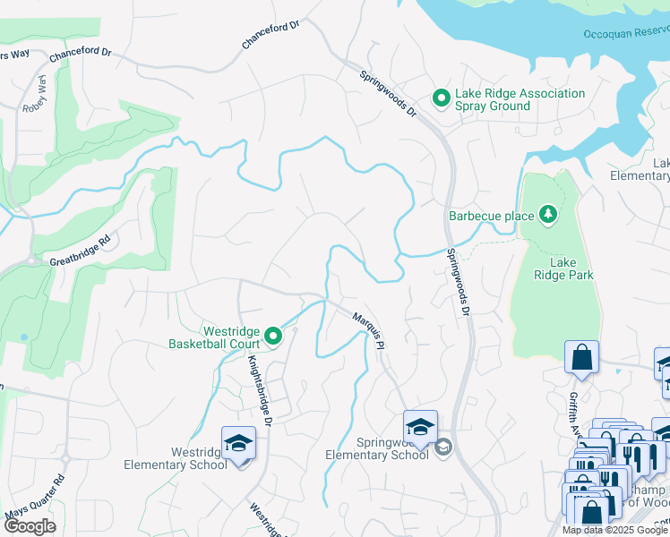 map of restaurants, bars, coffee shops, grocery stores, and more near 3976 Pepperidge Court in Woodbridge