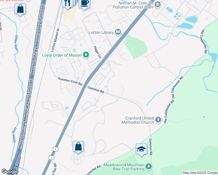map of restaurants, bars, coffee shops, grocery stores, and more near 9795 Lorraine Carol Way in Lorton
