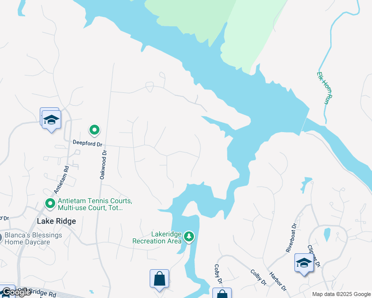 map of restaurants, bars, coffee shops, grocery stores, and more near 2506 Deepford Drive in Woodbridge