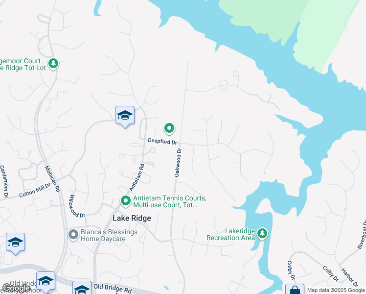 map of restaurants, bars, coffee shops, grocery stores, and more near 2721 Deepford Drive in Woodbridge