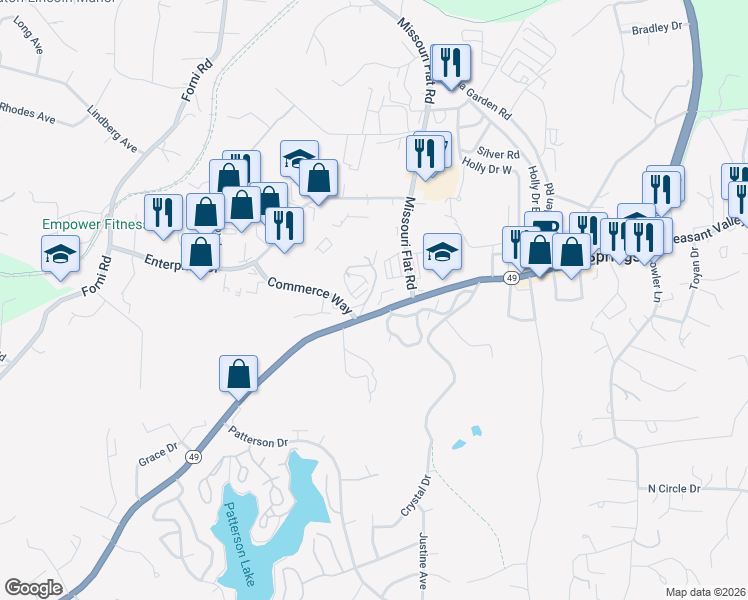 map of restaurants, bars, coffee shops, grocery stores, and more near 321 Pleasant Valley Road in Diamond Springs