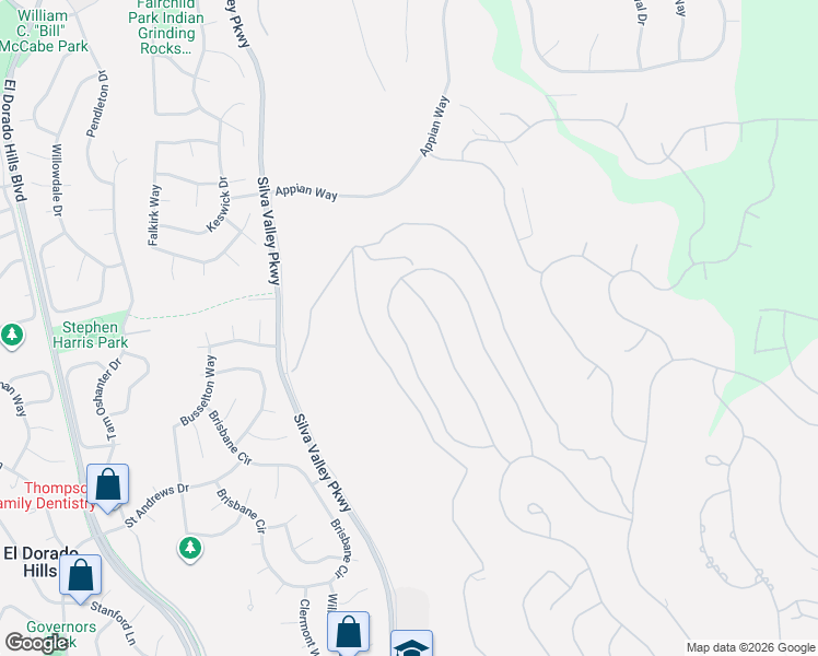 map of restaurants, bars, coffee shops, grocery stores, and more near 5160 Breese Circle in El Dorado Hills