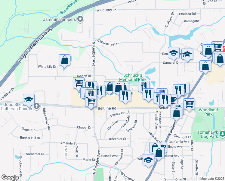 map of restaurants, bars, coffee shops, grocery stores, and more near 541 Parkside Commons Court in Collinsville