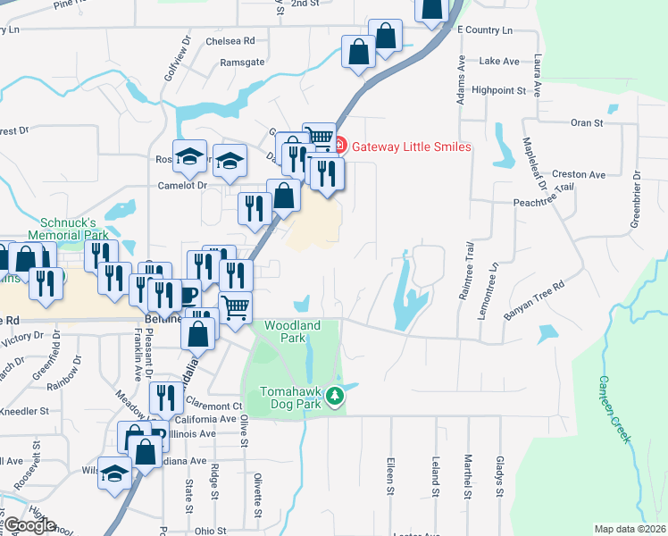 map of restaurants, bars, coffee shops, grocery stores, and more near 99 Manor Dr in Collinsville