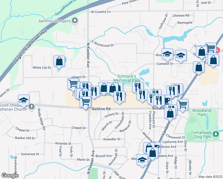 map of restaurants, bars, coffee shops, grocery stores, and more near 541 Parkside Commons Court in Collinsville