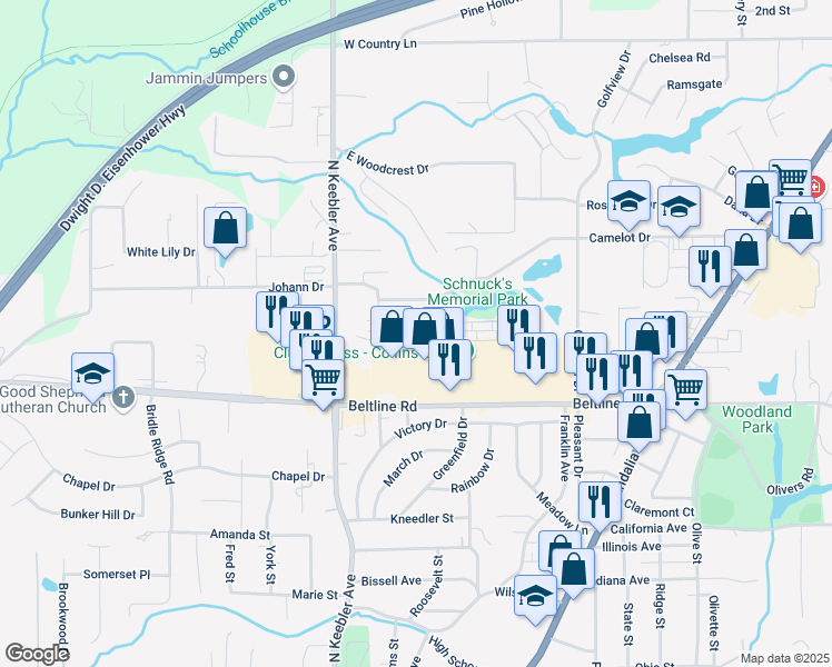 map of restaurants, bars, coffee shops, grocery stores, and more near 541 Parkside Commons Court in Collinsville