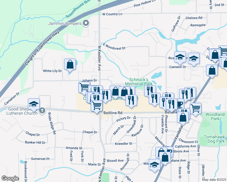 map of restaurants, bars, coffee shops, grocery stores, and more near 1802 Sir Lancelot Drive in Collinsville