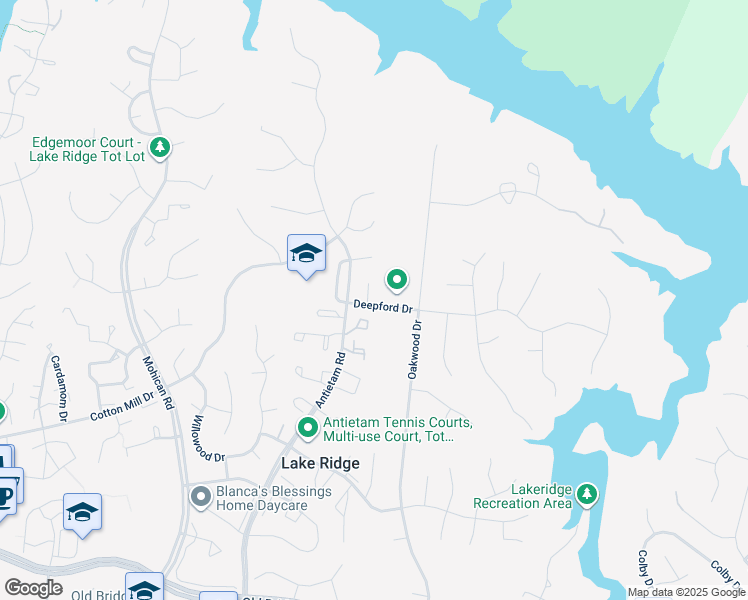 map of restaurants, bars, coffee shops, grocery stores, and more near 12001 Brice House Court in Woodbridge