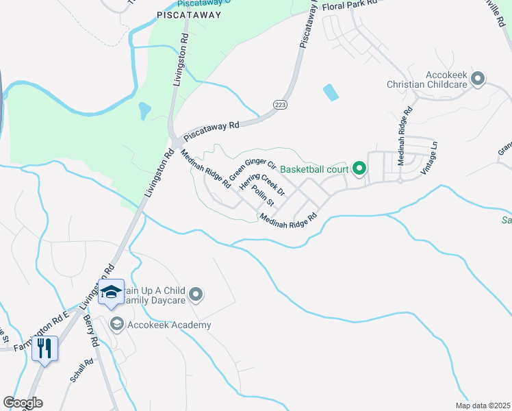 map of restaurants, bars, coffee shops, grocery stores, and more near 14305 Lightfoot Street in Accokeek