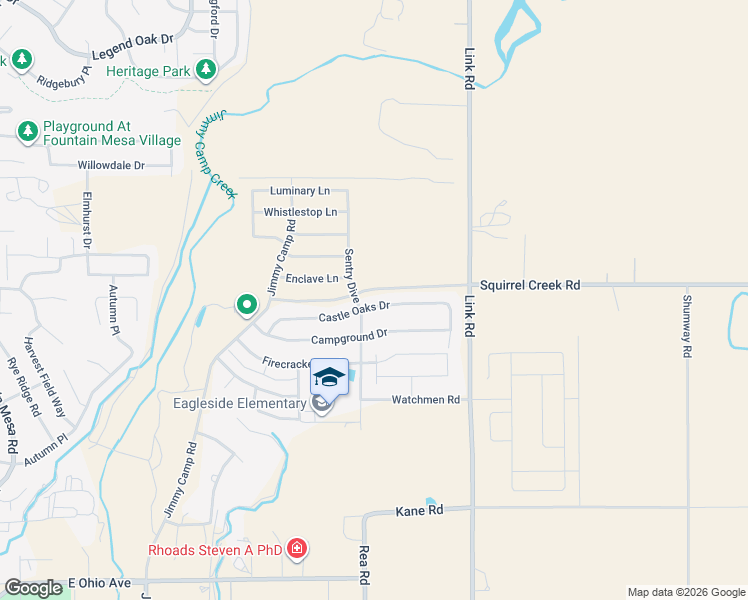 map of restaurants, bars, coffee shops, grocery stores, and more near 9374 Castle Oaks Drive in Fountain