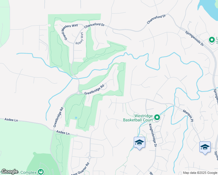 map of restaurants, bars, coffee shops, grocery stores, and more near 4455 Cascade Way in Woodbridge