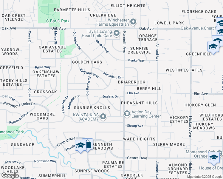 map of restaurants, bars, coffee shops, grocery stores, and more near 8400 Cranford Way in Citrus Heights