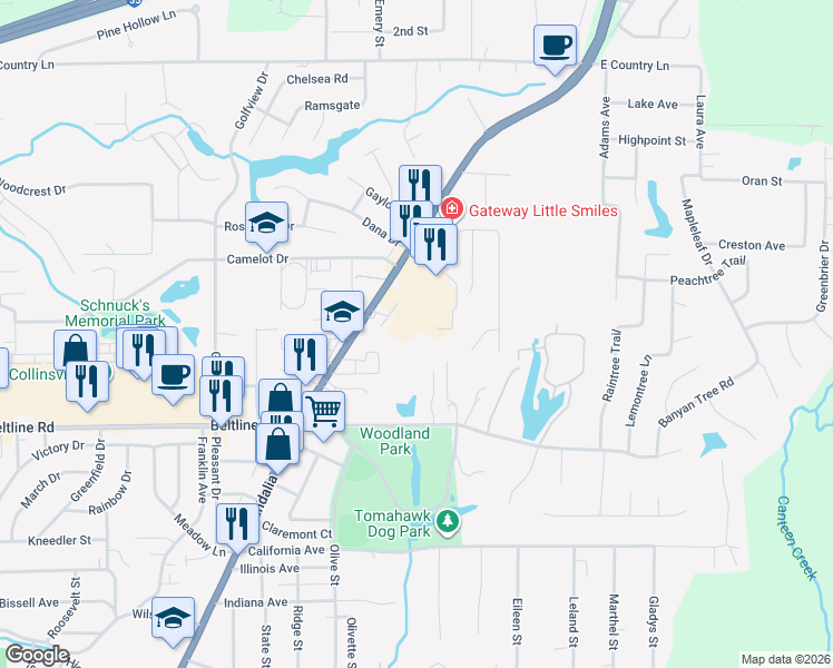 map of restaurants, bars, coffee shops, grocery stores, and more near 99 Manor Dr in Collinsville