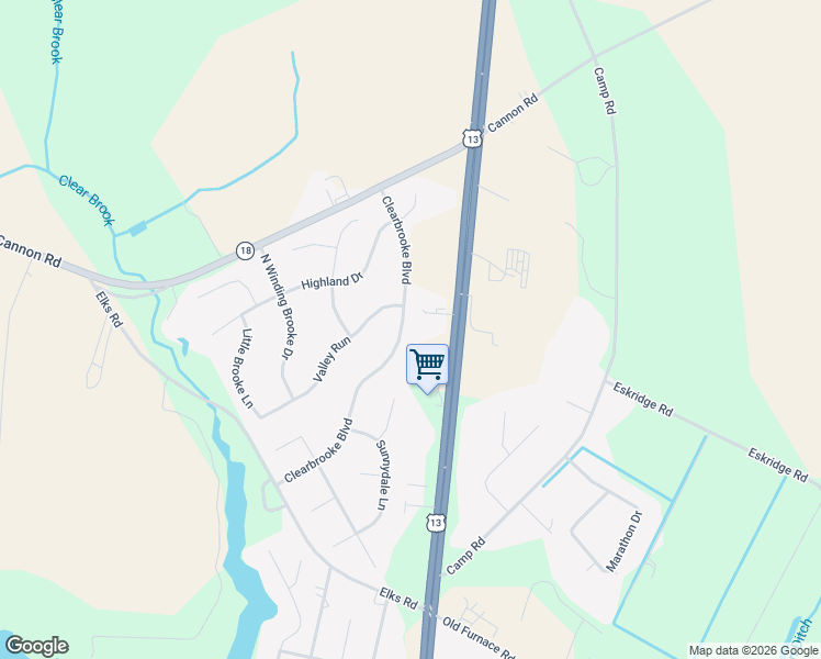 map of restaurants, bars, coffee shops, grocery stores, and more near 321 Clearbrooke Boulevard in Seaford