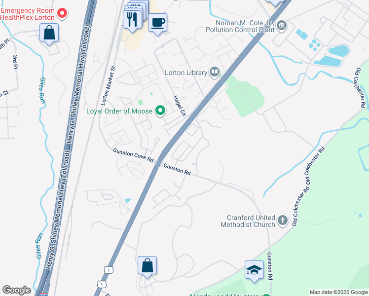 map of restaurants, bars, coffee shops, grocery stores, and more near 7910 Cranford Farm Circle in Lorton