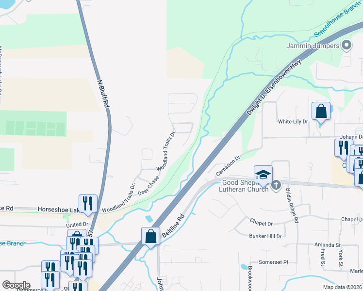 map of restaurants, bars, coffee shops, grocery stores, and more near 99 Hunters Hollow in Collinsville