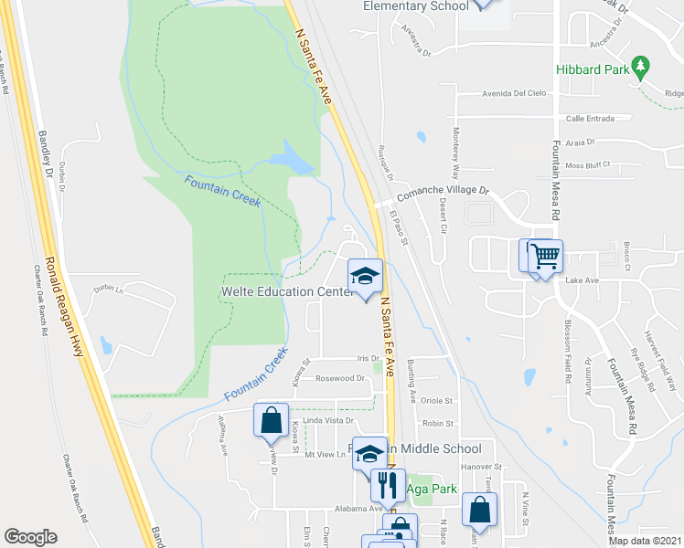 map of restaurants, bars, coffee shops, grocery stores, and more near 315 Lyckman Place in Fountain