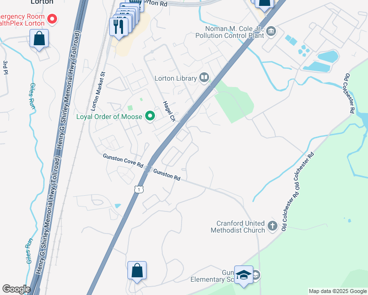 map of restaurants, bars, coffee shops, grocery stores, and more near 9740 Plaskett Forest Lane in Lorton