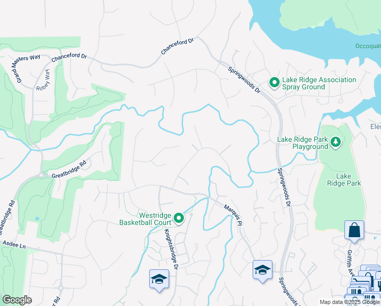 map of restaurants, bars, coffee shops, grocery stores, and more near 12148 Darnley Road in Woodbridge