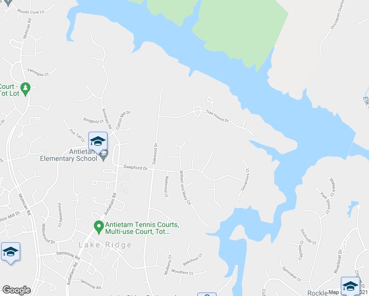 map of restaurants, bars, coffee shops, grocery stores, and more near 11975 William and Mary Circle in Woodbridge