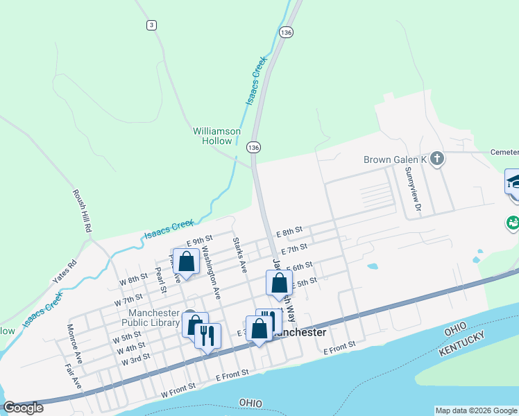 map of restaurants, bars, coffee shops, grocery stores, and more near 809 1/2 Jack Roush Way in Manchester