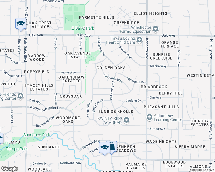 map of restaurants, bars, coffee shops, grocery stores, and more near 8333 Beckwith Way in Citrus Heights