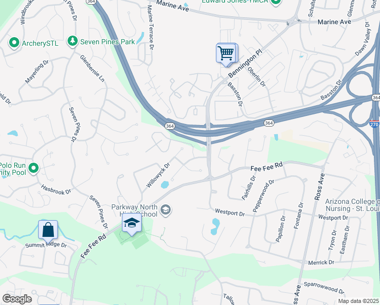 map of restaurants, bars, coffee shops, grocery stores, and more near 1755 Staunton Court in St. Louis