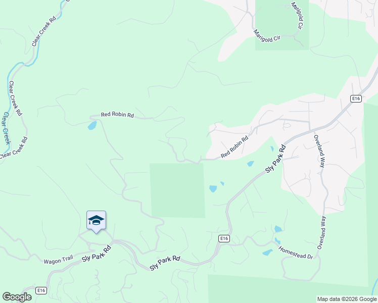 map of restaurants, bars, coffee shops, grocery stores, and more near 6380 Red Robin Road in Placerville