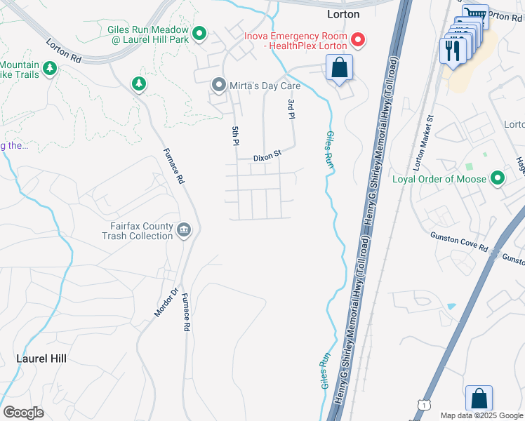 map of restaurants, bars, coffee shops, grocery stores, and more near 9586 Linnett Hill Drive in Lorton