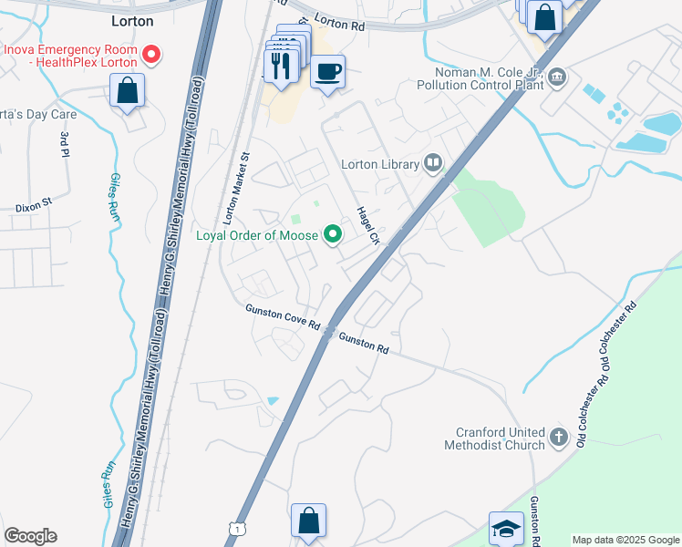 map of restaurants, bars, coffee shops, grocery stores, and more near 9696 Saint Mary Ellen Way in Lorton