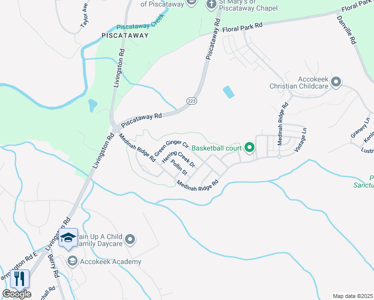 map of restaurants, bars, coffee shops, grocery stores, and more near 2301 Green Ginger Circle in Accokeek