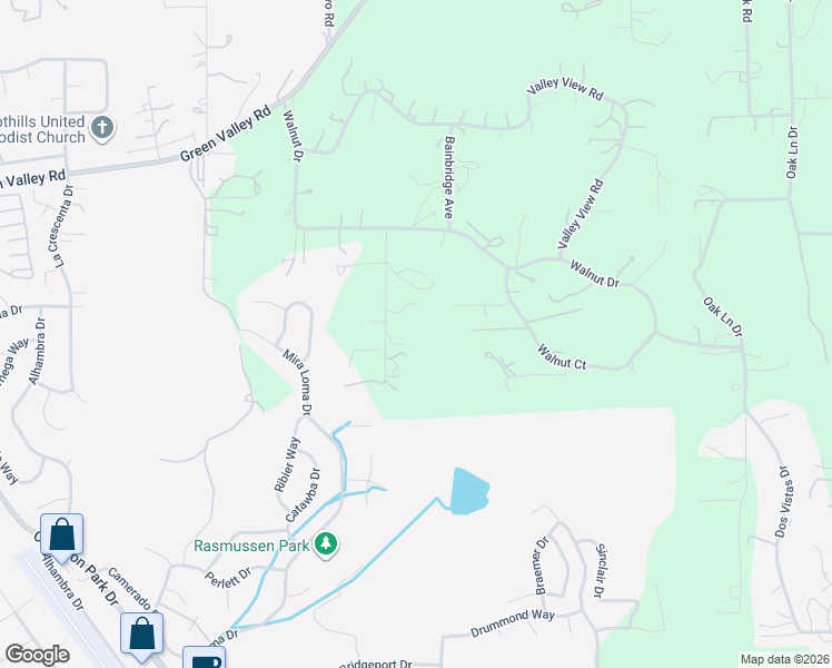 map of restaurants, bars, coffee shops, grocery stores, and more near 2681 Little Oak Lane in Rescue