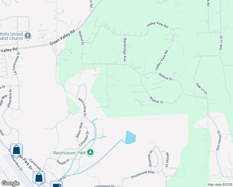 map of restaurants, bars, coffee shops, grocery stores, and more near 2681 Little Oak Lane in El Dorado County