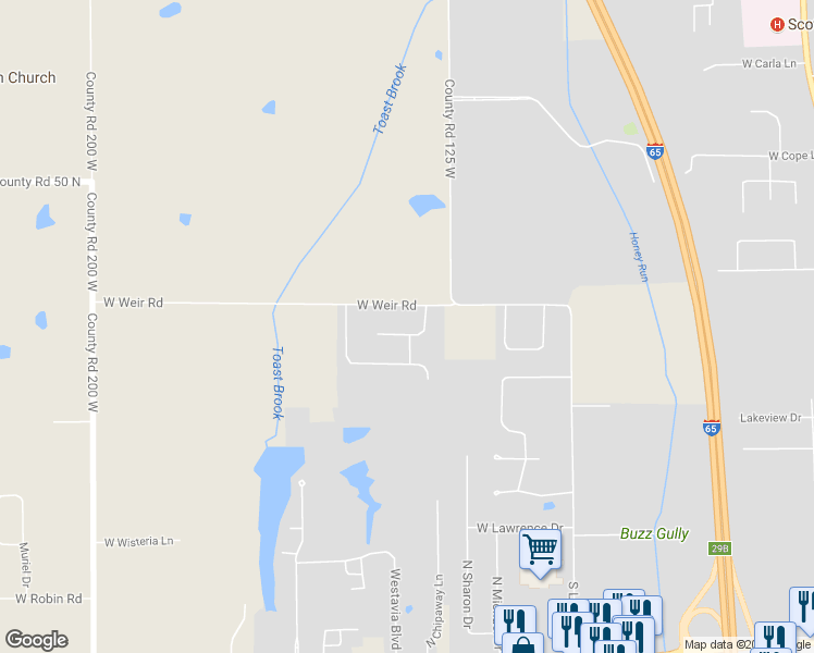 map of restaurants, bars, coffee shops, grocery stores, and more near 1341 Kristina Court in Scottsburg