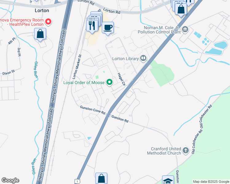 map of restaurants, bars, coffee shops, grocery stores, and more near 7908 Saint Dolores Drive in Lorton