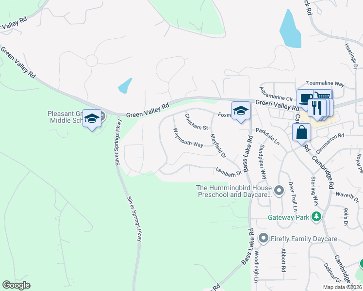 map of restaurants, bars, coffee shops, grocery stores, and more near 3152 Weymouth Way in Rescue