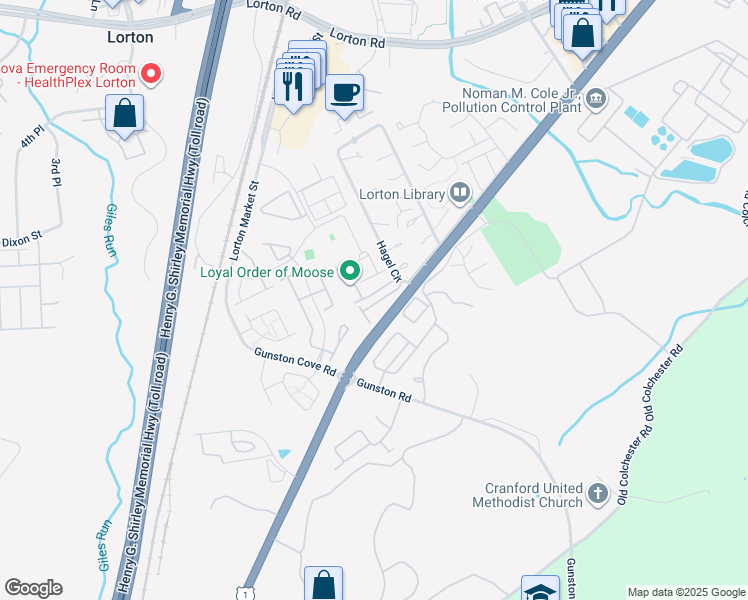 map of restaurants, bars, coffee shops, grocery stores, and more near 7888 Saint Dolores Drive in Lorton
