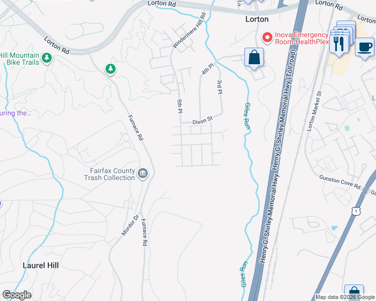 map of restaurants, bars, coffee shops, grocery stores, and more near 9654 Hawkshead Drive in Lorton