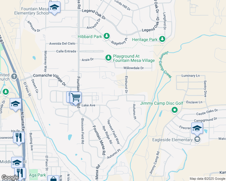 map of restaurants, bars, coffee shops, grocery stores, and more near 9422 Torecco Court in Fountain
