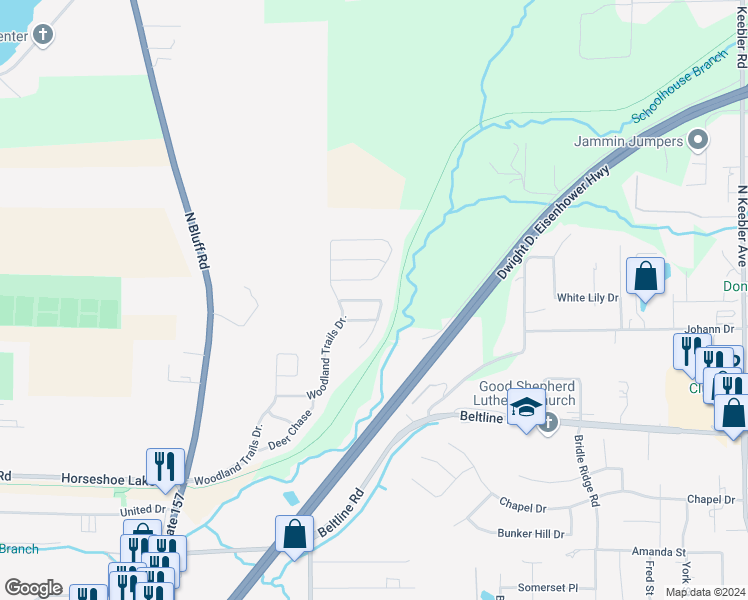 map of restaurants, bars, coffee shops, grocery stores, and more near 155 Hunters Hollow in Collinsville