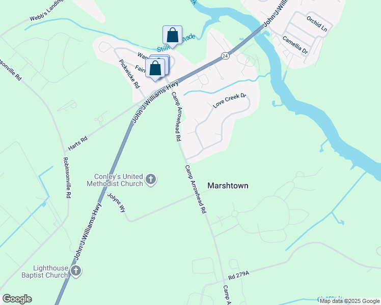 map of restaurants, bars, coffee shops, grocery stores, and more near 21161 Camp Arrowhead Road in Lewes