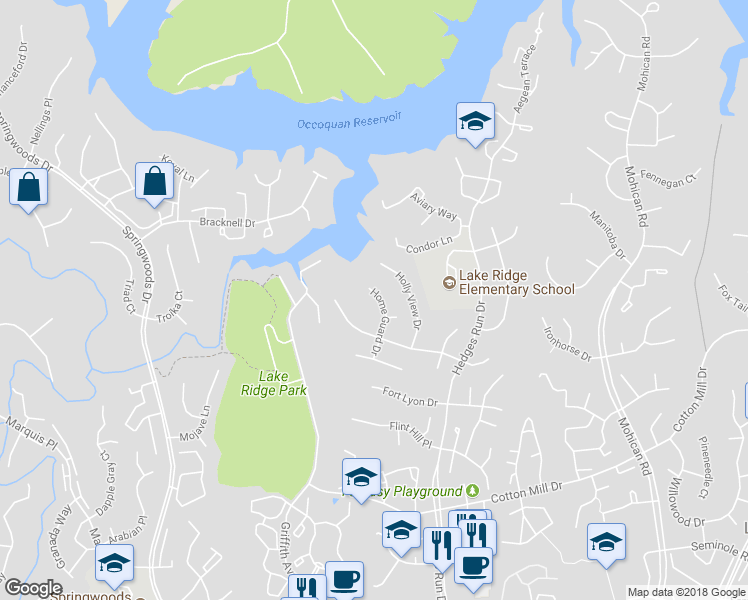 map of restaurants, bars, coffee shops, grocery stores, and more near 11972 Home Guard Dr in Woodbridge