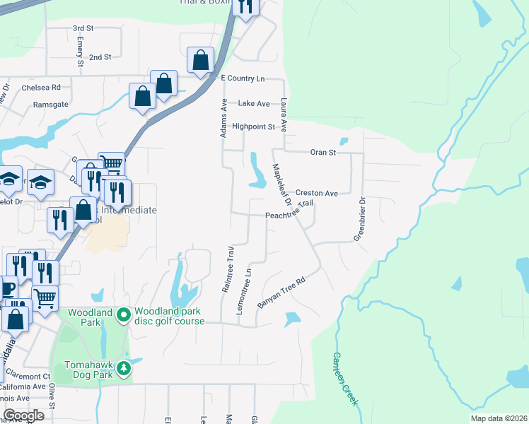 map of restaurants, bars, coffee shops, grocery stores, and more near 707 Peachtree Trail in Collinsville